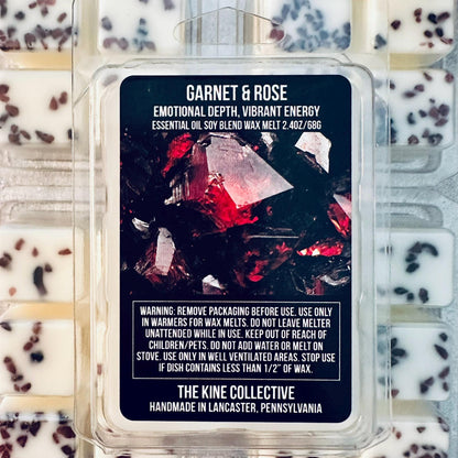 Garnet & Rose Essential Oil Infused  2.4oz Artisan Soy Wax Melts - Emotional Depth, Vibrant Energy