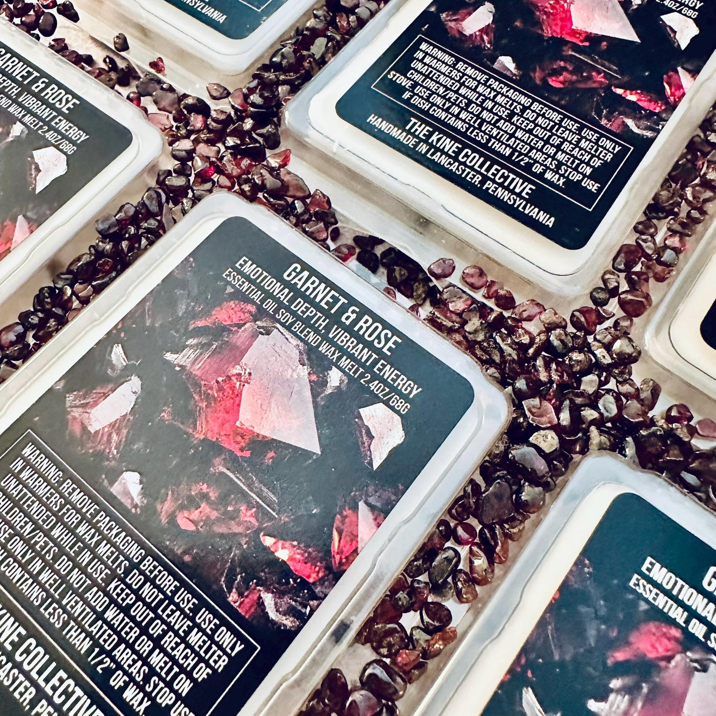 Garnet & Rose Essential Oil Infused  2.4oz Artisan Soy Wax Melts - Emotional Depth, Vibrant Energy