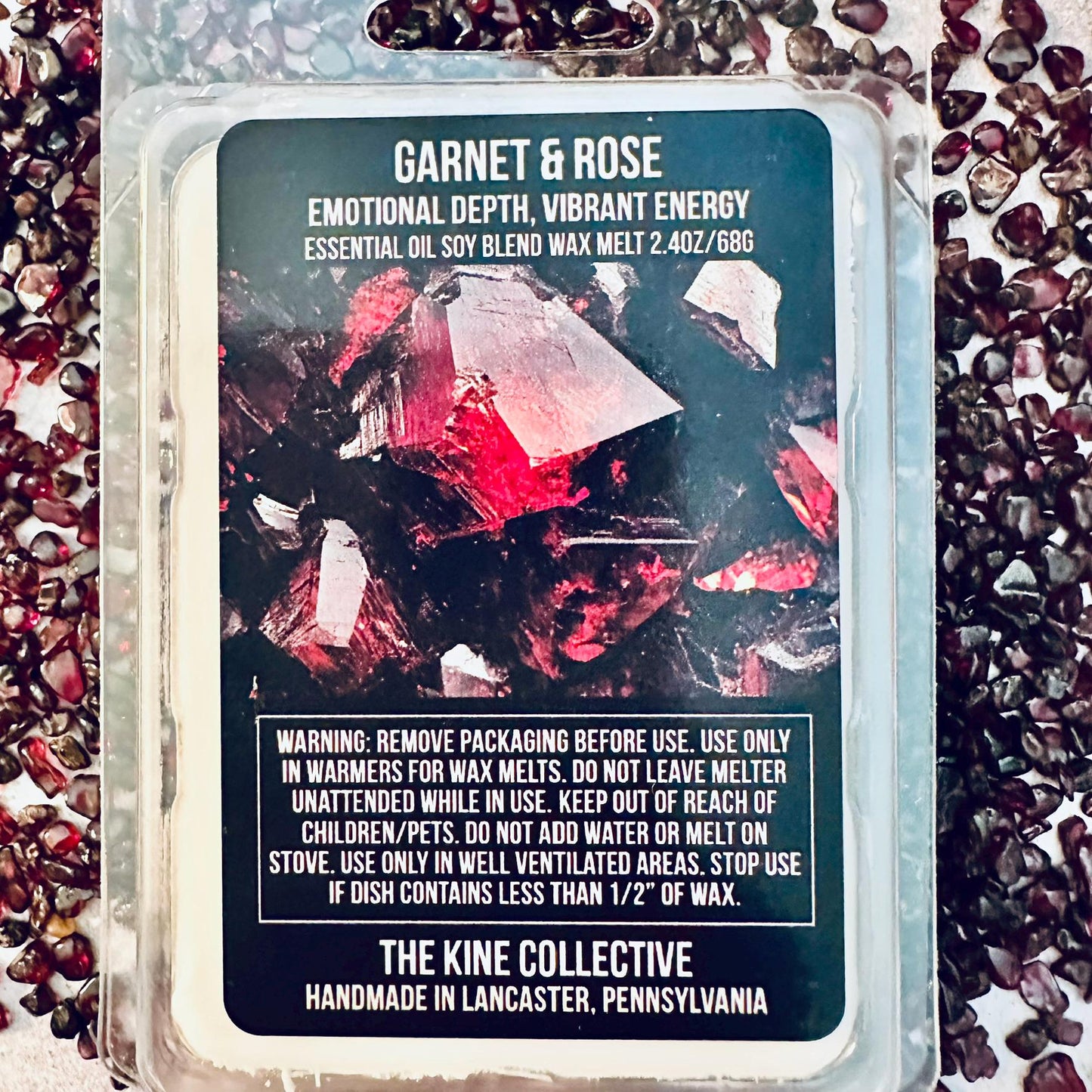 Garnet & Rose Essential Oil Infused  2.4oz Artisan Soy Wax Melts - Emotional Depth, Vibrant Energy