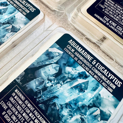 Aquamarine & Eucalyptus Essential Oil Infused  2.4oz Artisan Soy Wax Melts - Calm, Harmonious Communication