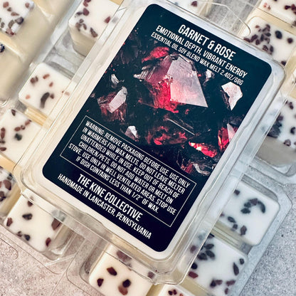Garnet & Rose Essential Oil Infused  2.4oz Artisan Soy Wax Melts - Emotional Depth, Vibrant Energy