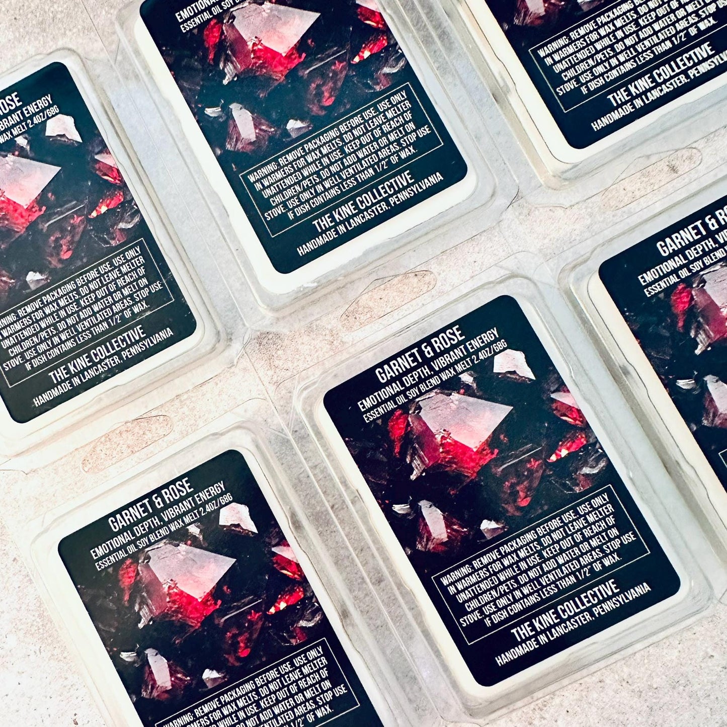 Garnet & Rose Essential Oil Infused  2.4oz Artisan Soy Wax Melts - Emotional Depth, Vibrant Energy