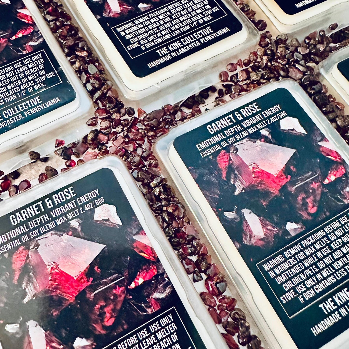 Garnet & Rose Essential Oil Infused  2.4oz Artisan Soy Wax Melts - Emotional Depth, Vibrant Energy