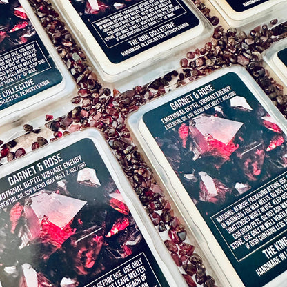 Garnet & Rose Essential Oil Infused  2.4oz Artisan Soy Wax Melts - Emotional Depth, Vibrant Energy