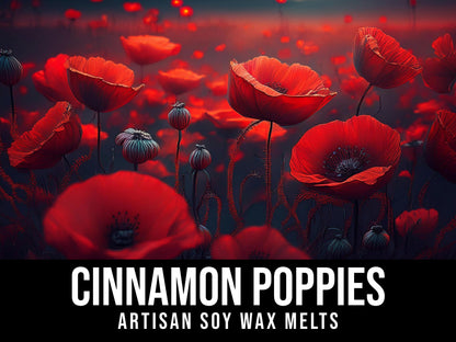 Cinnamon Poppies - Dark Woods, Poppy, Cinnamon, Amber, Clove 2.4oz Artisan Soy Wax Melts