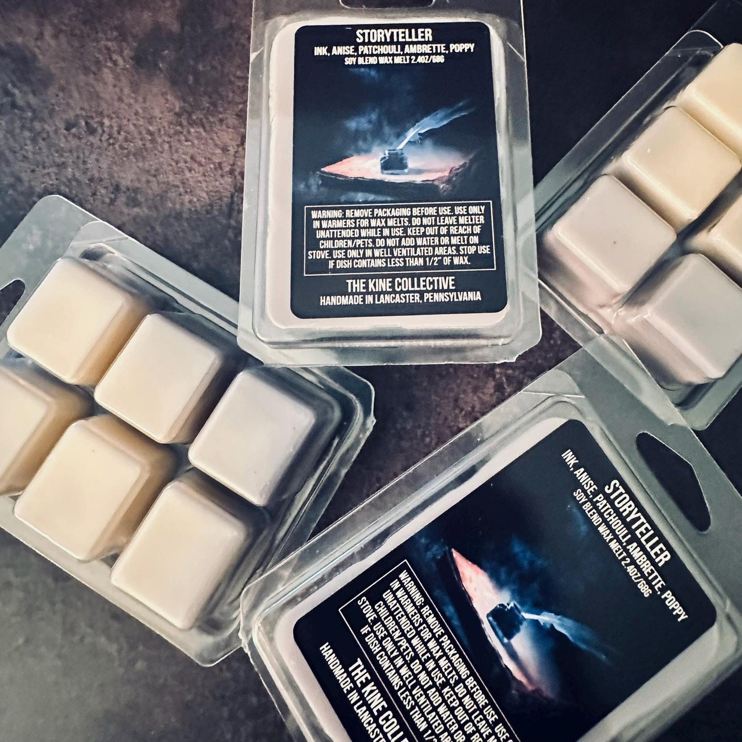 Storyteller - Ink, Anise, Patchouli, Ambrette, Night Poppy 2.4oz Artisan Soy Wax Melts