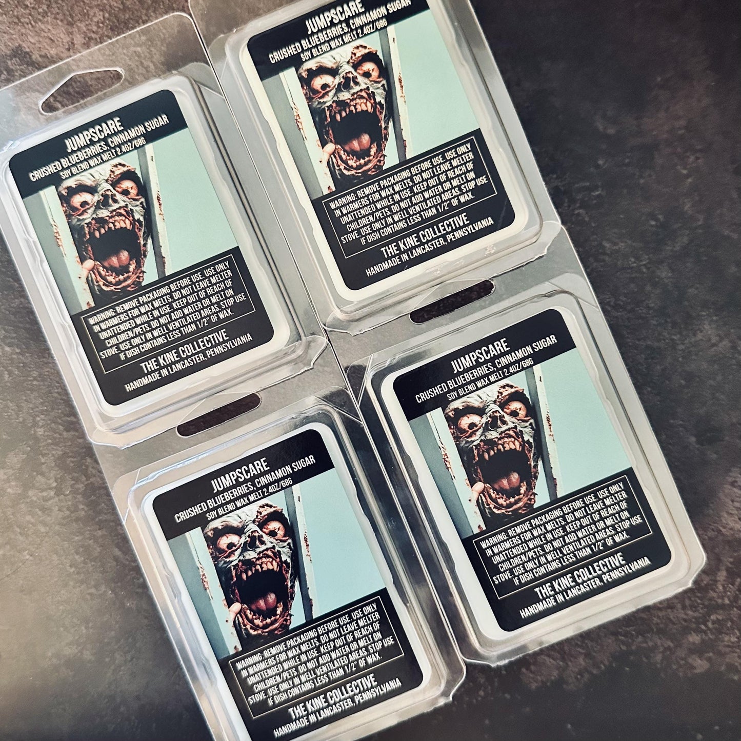 Jumpscare - Crushed Blueberries, Cinnamon Sugar, Creamy Screamy 2.4oz Artisan Soy Wax Melts