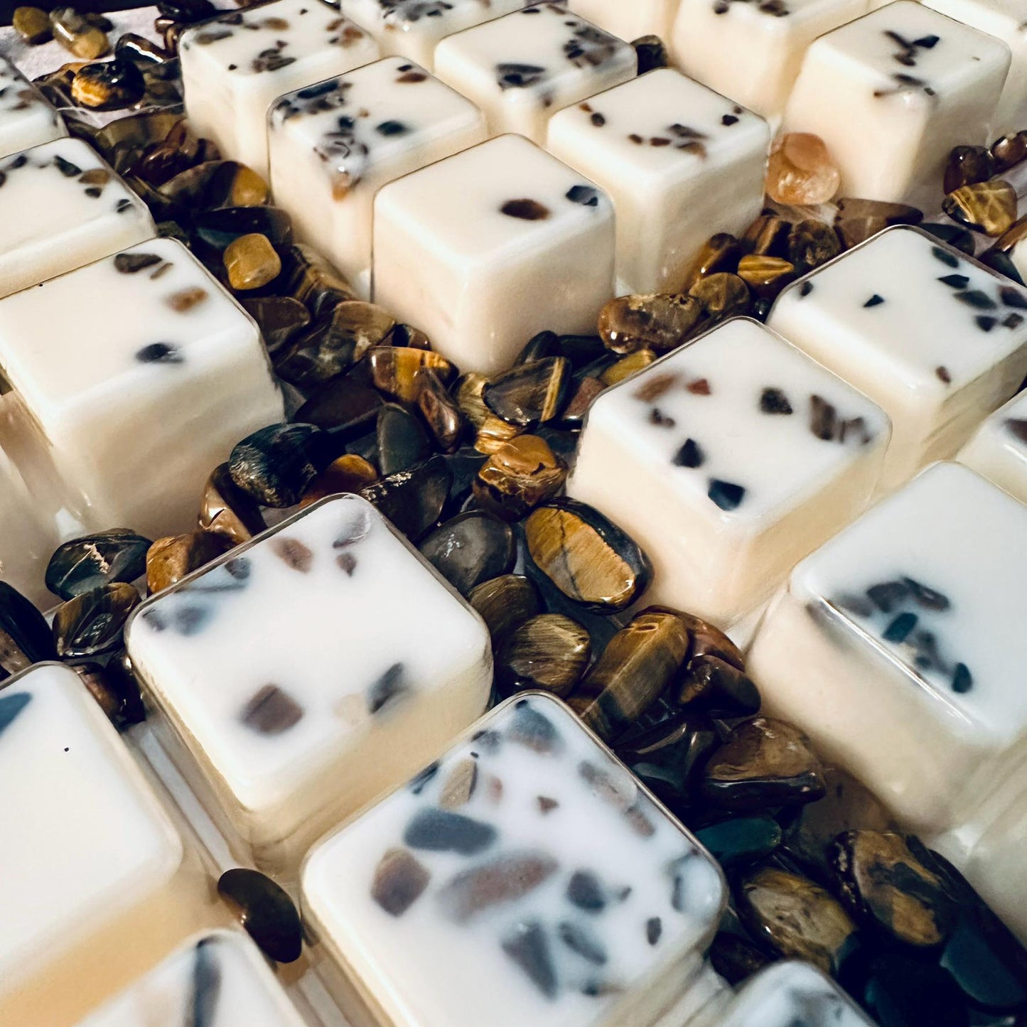 Tiger's Eye & Clary Sage Essential Oil Infused  2.4oz Artisan Soy Wax Melts - Inner Wisdom, Empowerment, Centering