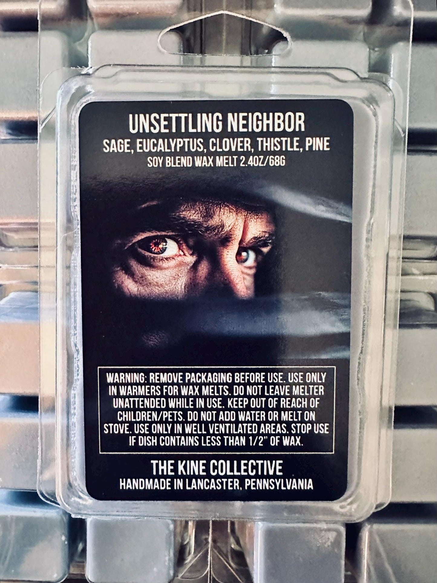Unsettling Neighbor - Sage, Eucalyptus, Sweet Clover, Thistle, Pine  2.4oz Artisan Soy Wax Melts