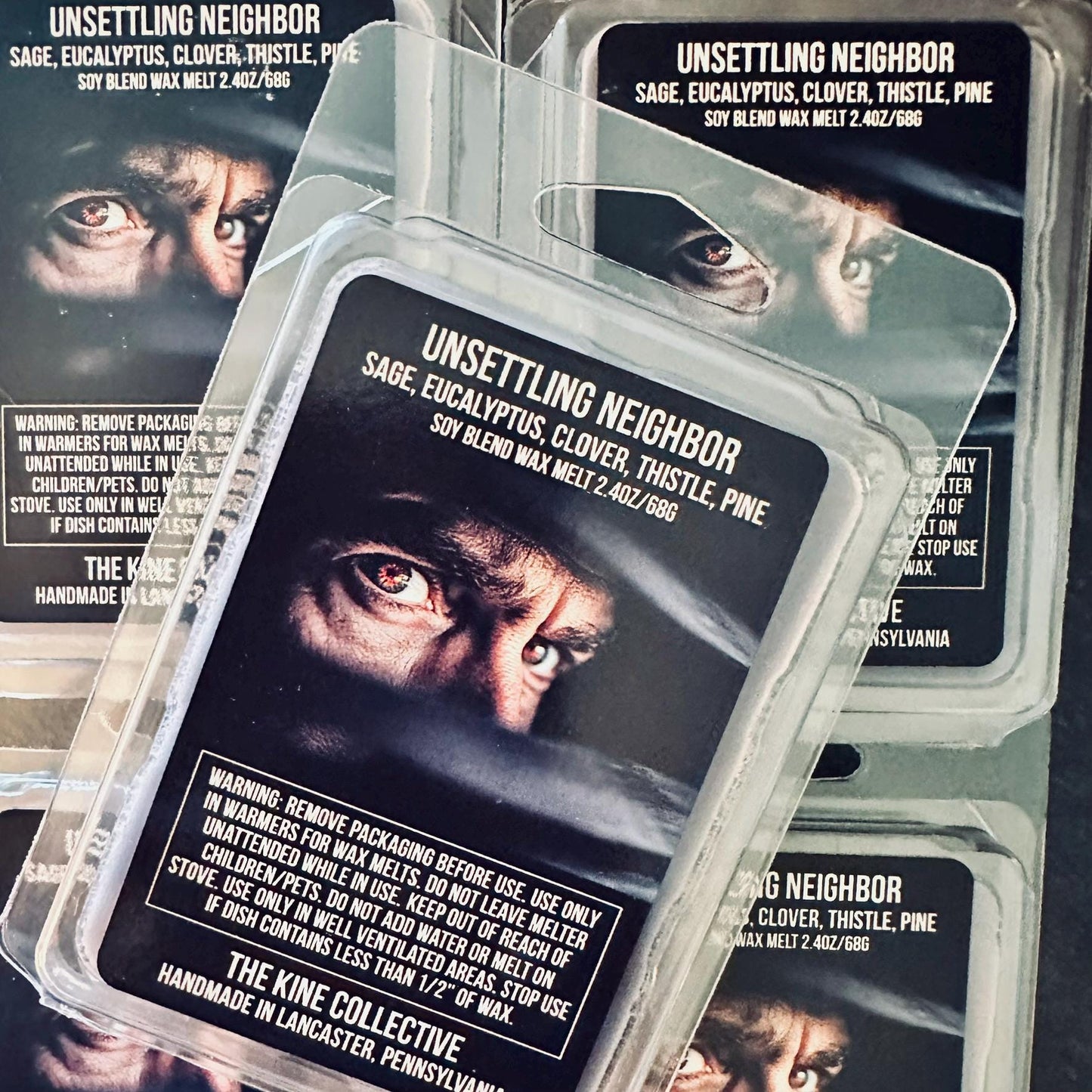 Unsettling Neighbor - Sage, Eucalyptus, Sweet Clover, Thistle, Pine  2.4oz Artisan Soy Wax Melts