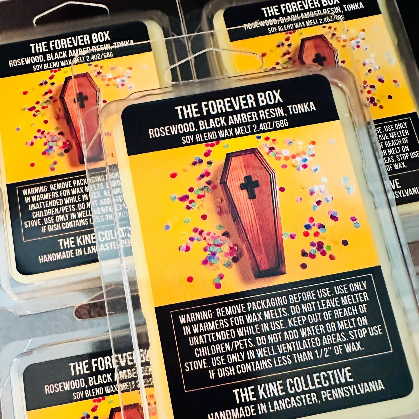 The Forever Box - Rosewood, Tonka, Black Amber Resin, Cedar 2.4oz Artisan Soy Wax Melts