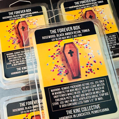 The Forever Box - Rosewood, Tonka, Black Amber Resin, Cedar 2.4oz Artisan Soy Wax Melts