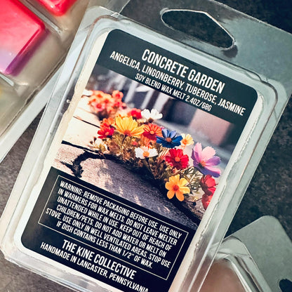 Concrete Garden - Angelica, Lingonberry, Tuberose, Jasmine Sambac 2.4oz Artisan Soy Wax Melts