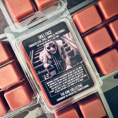 Doll Face - Tobacco Leaf, Vanilla, Spice, Patchouli 2.4oz Artisan Soy Wax Melts