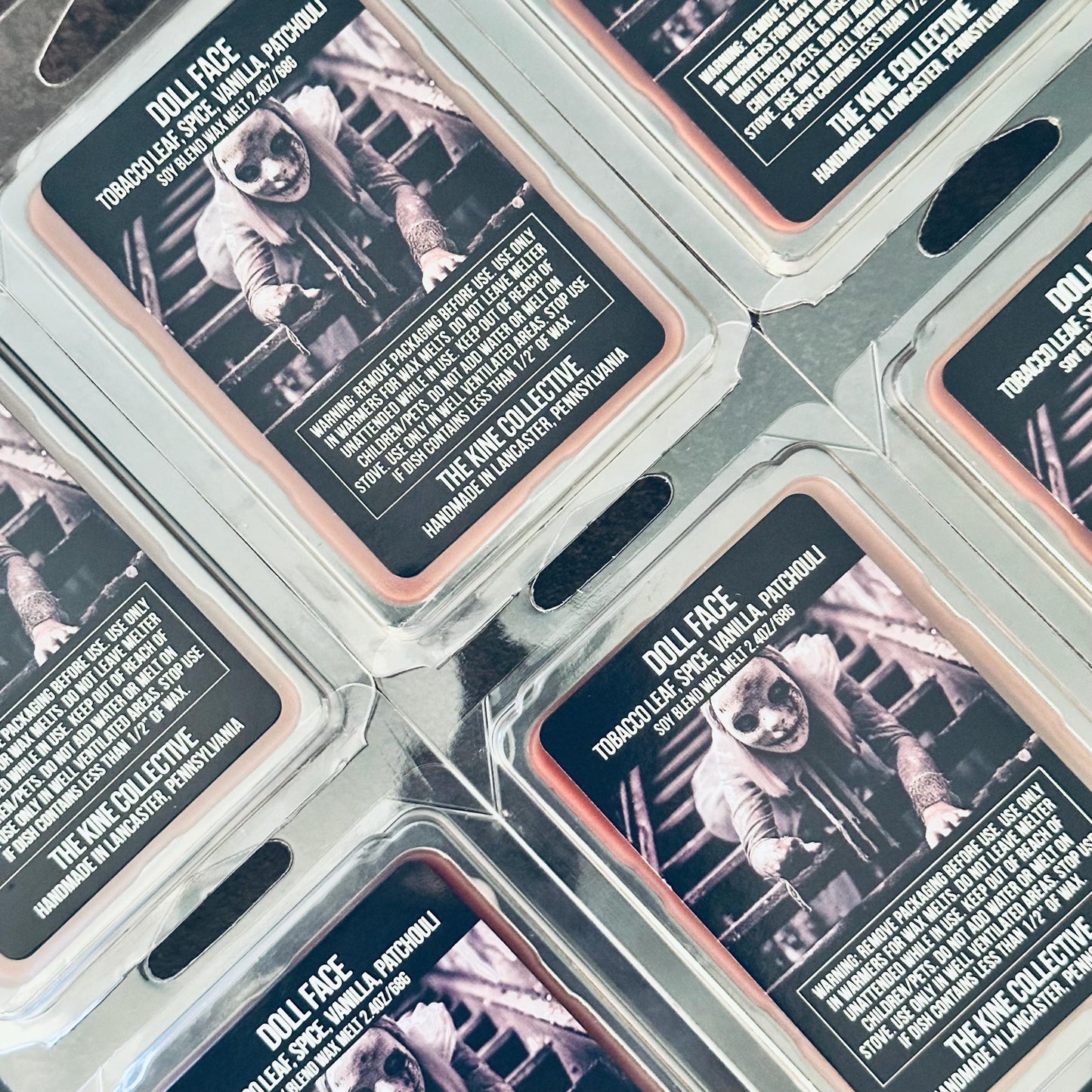 Doll Face - Tobacco Leaf, Vanilla, Spice, Patchouli 2.4oz Artisan Soy Wax Melts