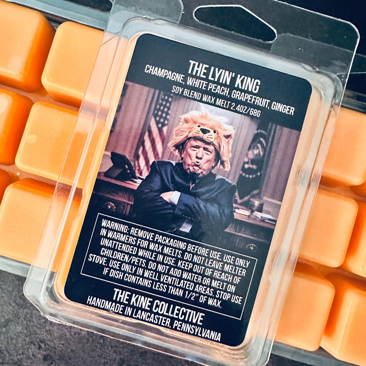 The Lyin' King - Champagne, White Peach, Grapefruit, Ginger 2.4oz Artisan Soy Wax Melts