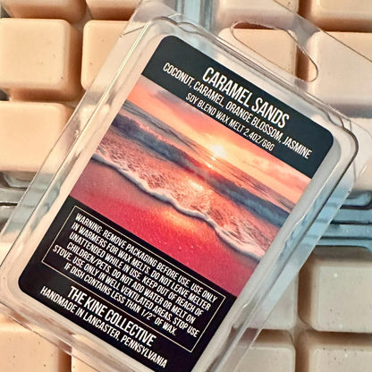 Caramel Sands - Coconut, Creamy Caramel, Orange Blossom, Pink Jasmine 2.4oz Artisan Soy Wax Melts