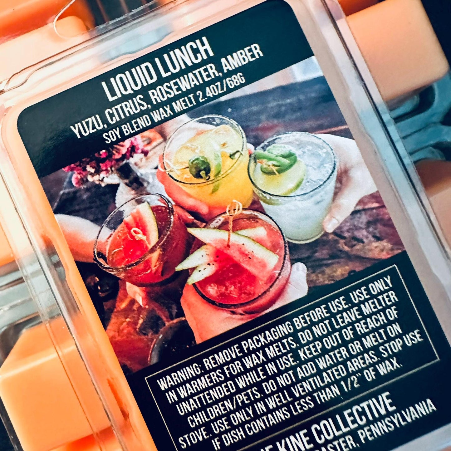 Liquid Lunch - Yuzu, Citrus, Rosewater, Amber, Sandalwood 2.4oz Artisan Soy Wax Melts