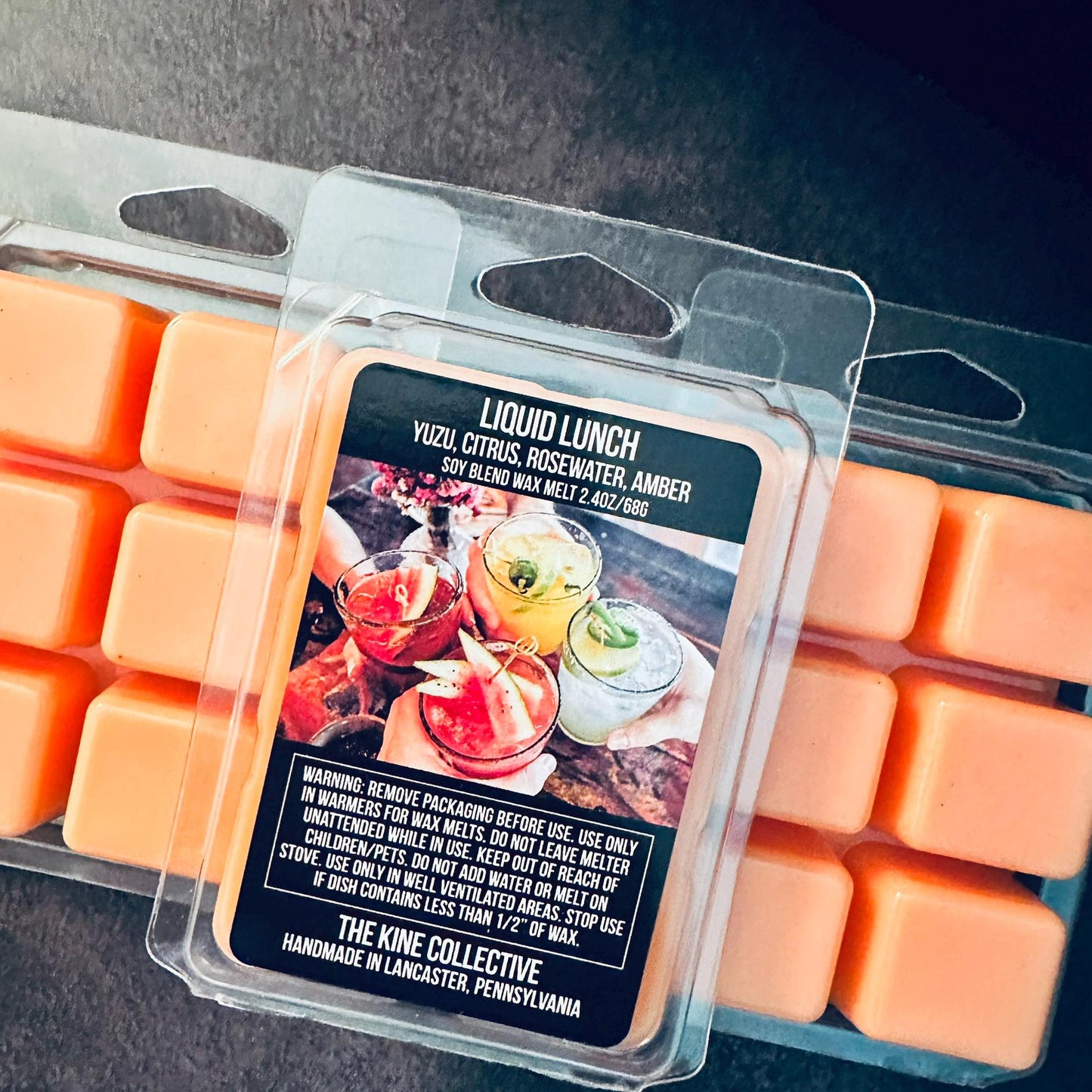 Liquid Lunch - Yuzu, Citrus, Rosewater, Amber, Sandalwood 2.4oz Artisan Soy Wax Melts