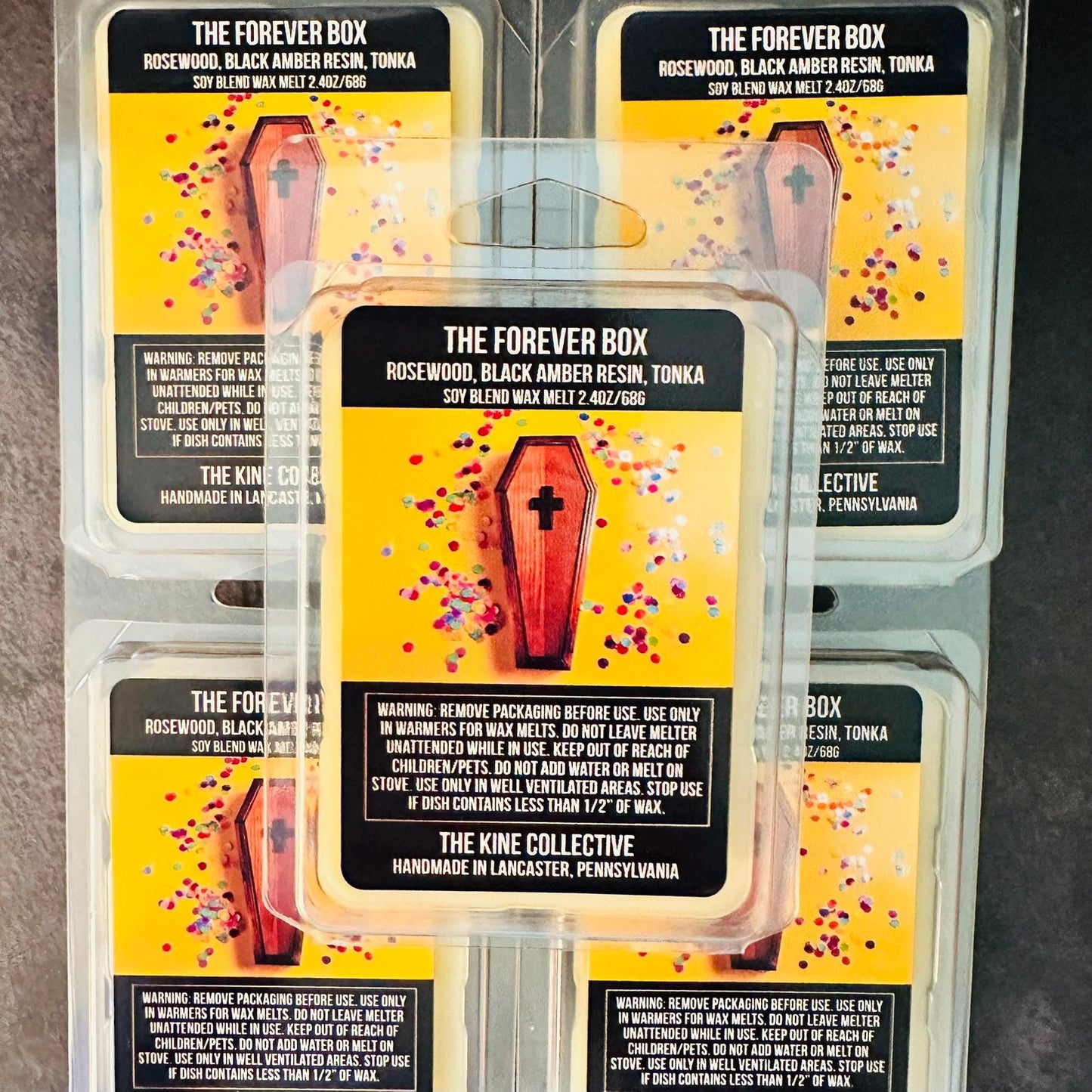 The Forever Box - Rosewood, Tonka, Black Amber Resin, Cedar 2.4oz Artisan Soy Wax Melts