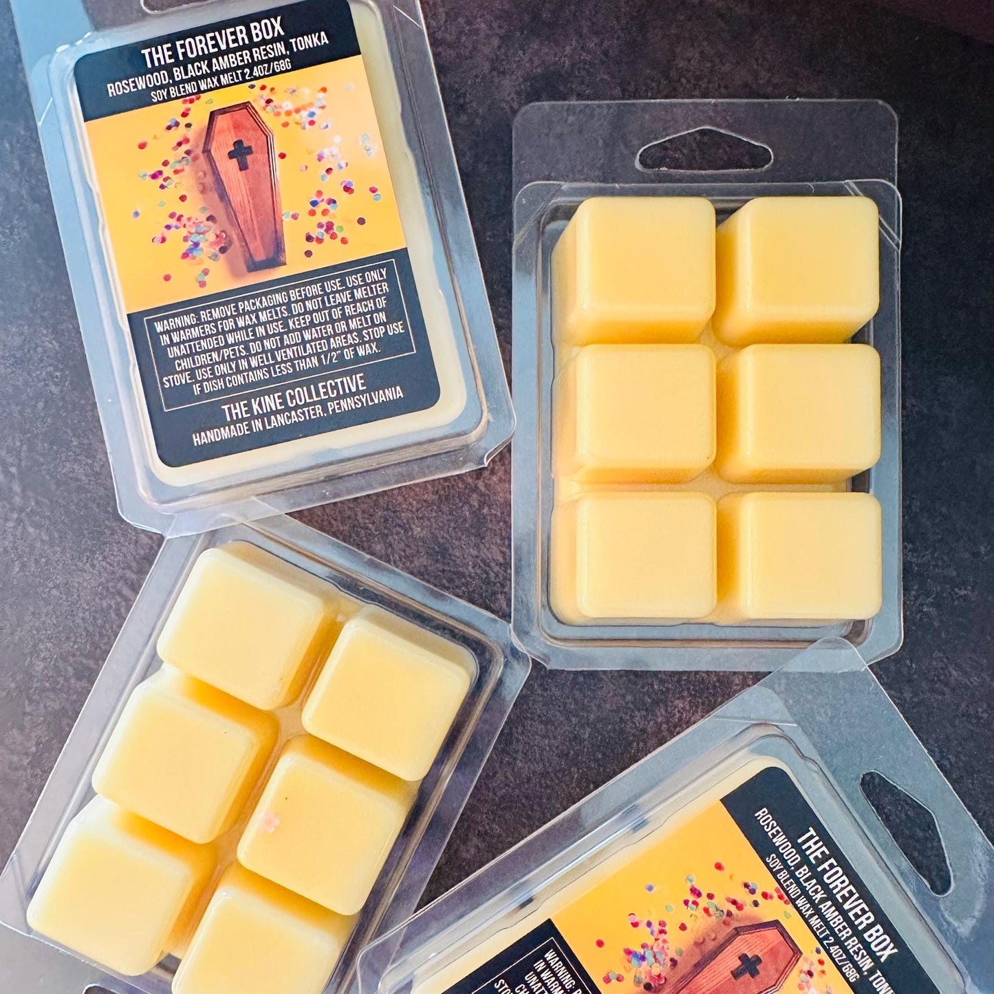 The Forever Box - Rosewood, Tonka, Black Amber Resin, Cedar 2.4oz Artisan Soy Wax Melts