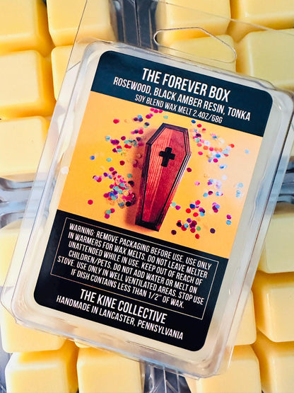 The Forever Box - Rosewood, Tonka, Black Amber Resin, Cedar 2.4oz Artisan Soy Wax Melts