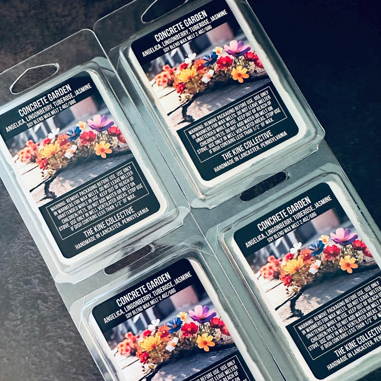 Concrete Garden - Angelica, Lingonberry, Tuberose, Jasmine Sambac 2.4oz Artisan Soy Wax Melts