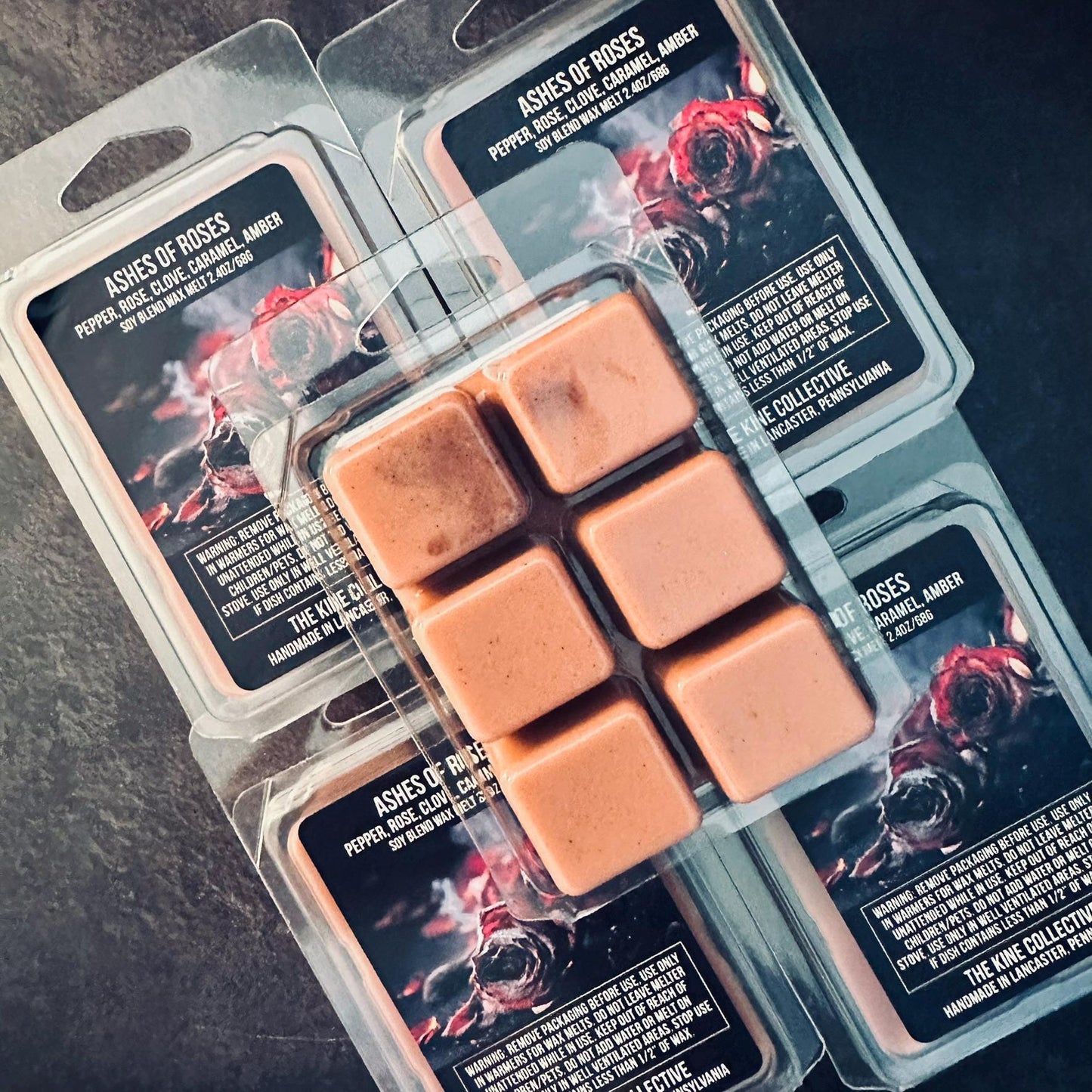 Ashes of Roses - Black Pepper, Rose, Clove, Musk, Caramel 2.4oz Artisan Soy Wax Melts