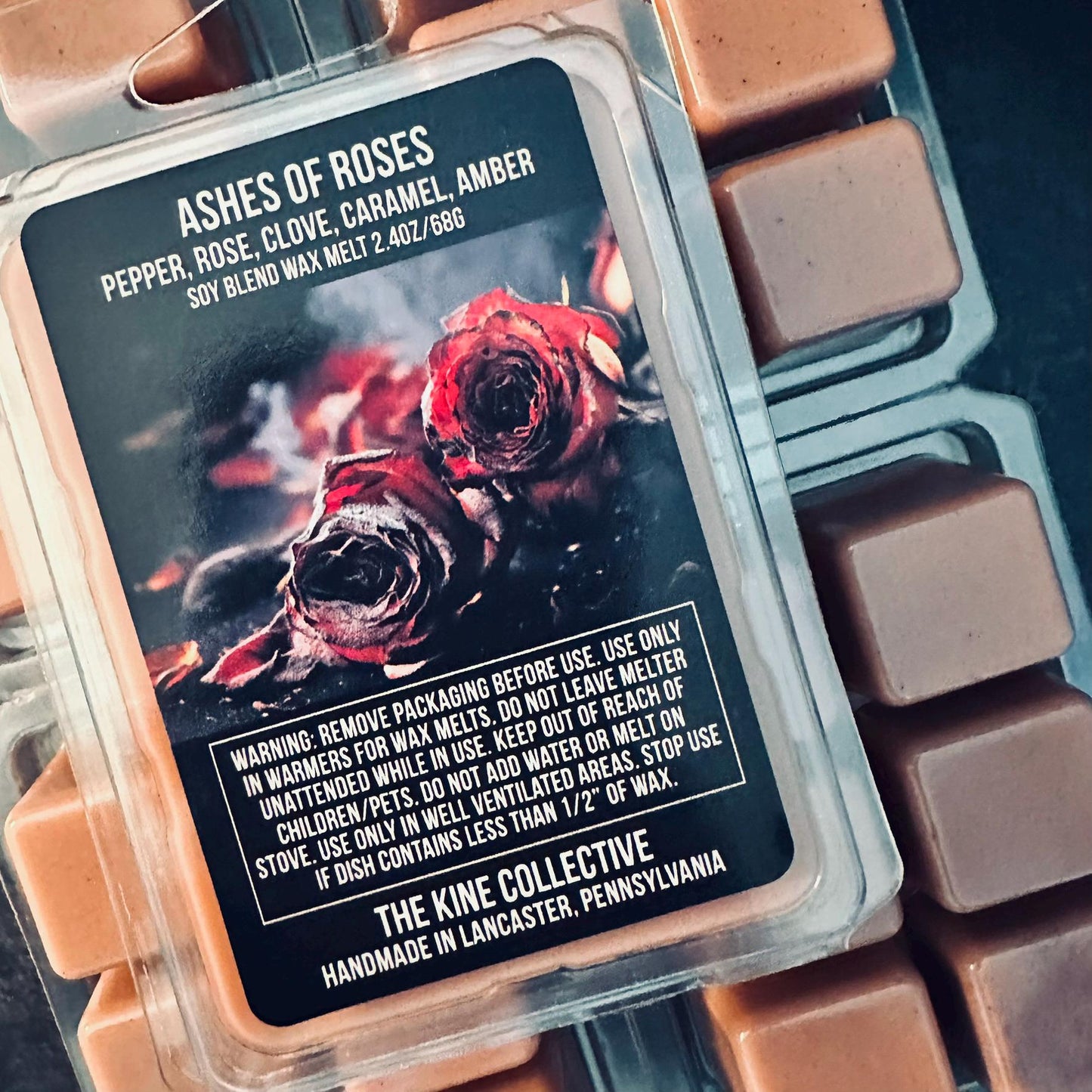 Ashes of Roses - Black Pepper, Rose, Clove, Musk, Caramel 2.4oz Artisan Soy Wax Melts