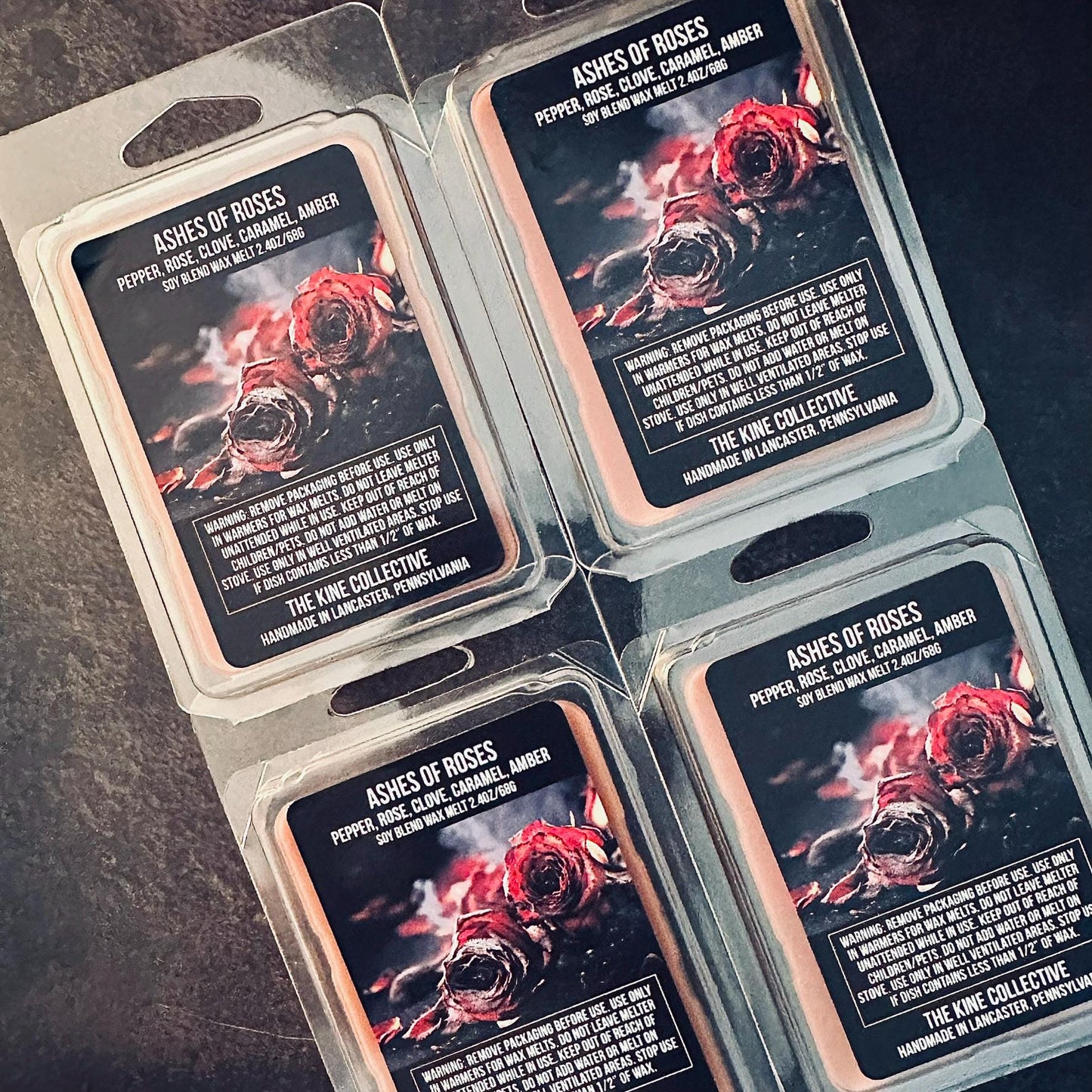 Ashes of Roses - Black Pepper, Rose, Clove, Musk, Caramel 2.4oz Artisan Soy Wax Melts