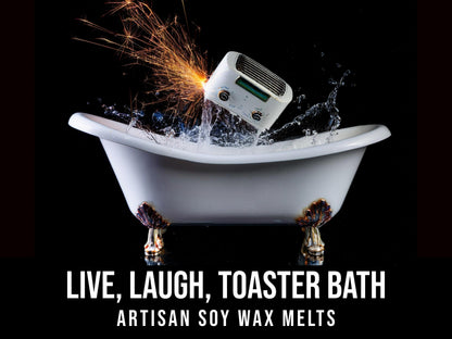 Live, Laugh, Toaster Bath - Violet, Herbal, Sparky Clean 2.4oz Artisan Soy Wax Melts