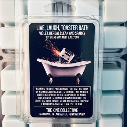 Live, Laugh, Toaster Bath - Violet, Herbal, Sparky Clean 2.4oz Artisan Soy Wax Melts