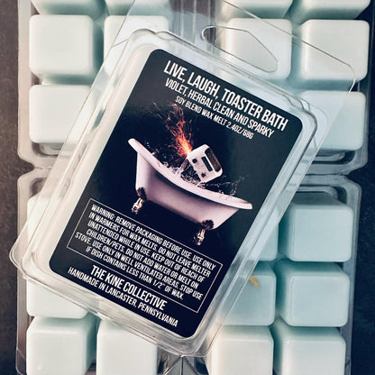 Live, Laugh, Toaster Bath - Violet, Herbal, Sparky Clean 2.4oz Artisan Soy Wax Melts