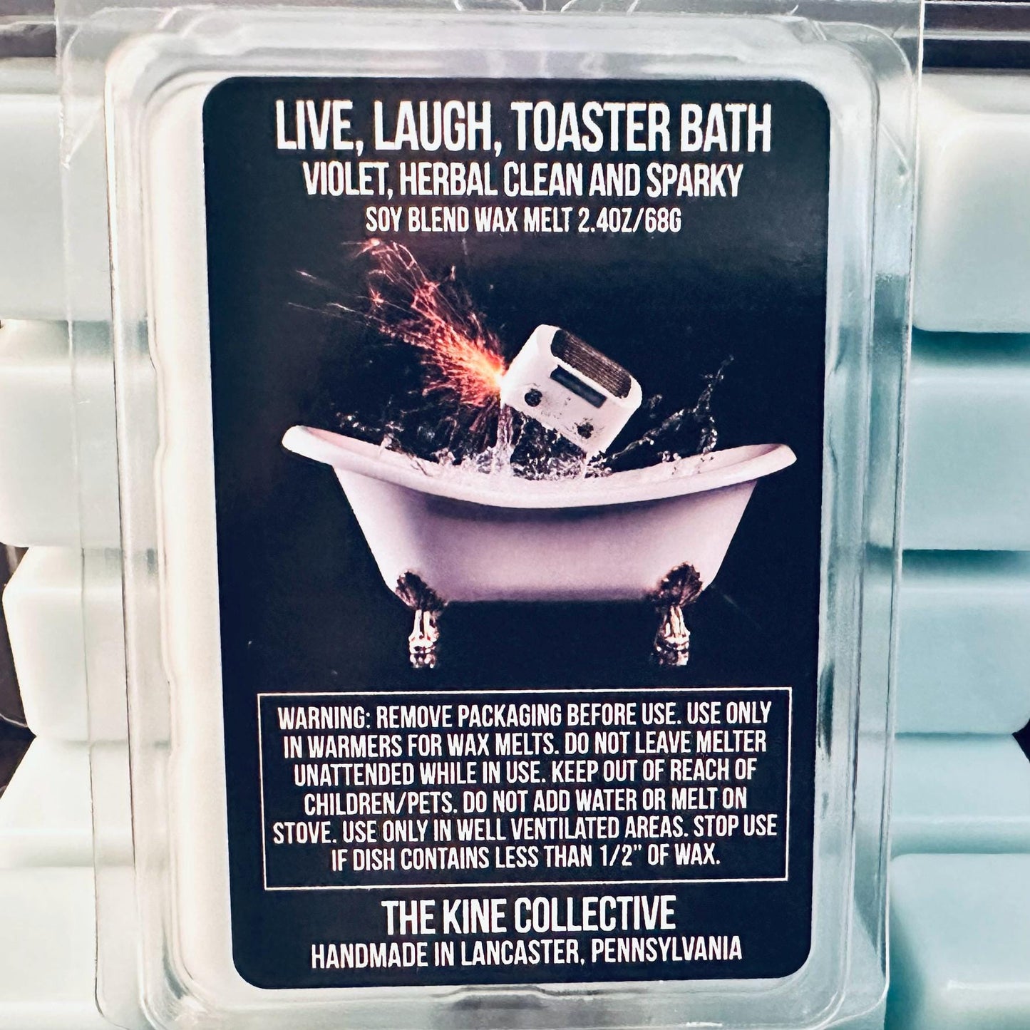 Live, Laugh, Toaster Bath - Violet, Herbal, Sparky Clean 2.4oz Artisan Soy Wax Melts