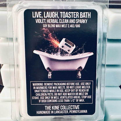 Live, Laugh, Toaster Bath - Violet, Herbal, Sparky Clean 2.4oz Artisan Soy Wax Melts