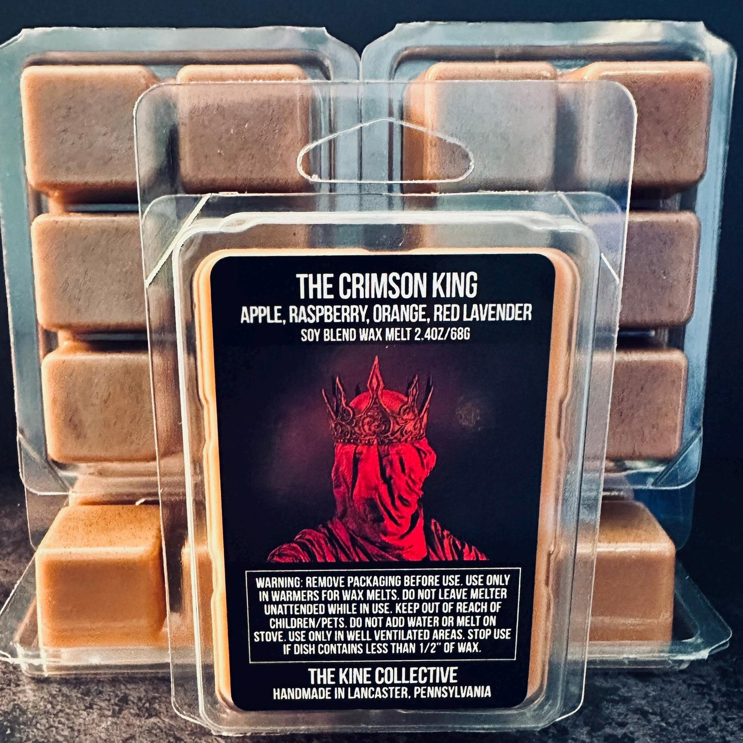 The Crimson King - Apple, Raspberry, Orange, Red Lavender 2.4oz Artisan Soy Wax Melts