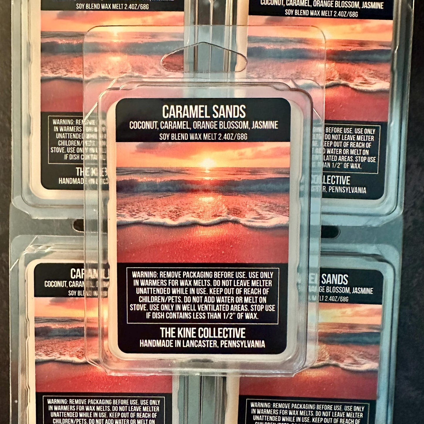 Caramel Sands - Coconut, Creamy Caramel, Orange Blossom, Pink Jasmine 2.4oz Artisan Soy Wax Melts