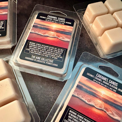 Caramel Sands - Coconut, Creamy Caramel, Orange Blossom, Pink Jasmine 2.4oz Artisan Soy Wax Melts