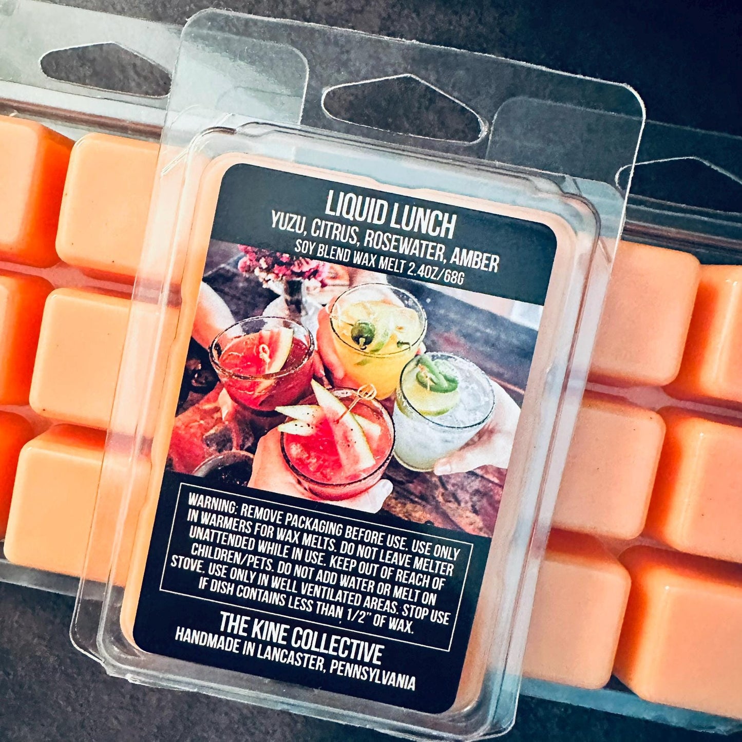 Liquid Lunch - Yuzu, Citrus, Rosewater, Amber, Sandalwood 2.4oz Artisan Soy Wax Melts