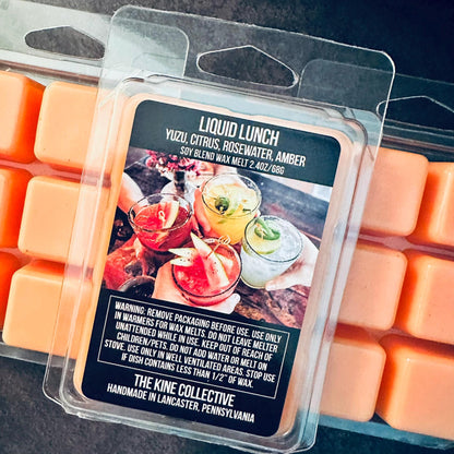 Liquid Lunch - Yuzu, Citrus, Rosewater, Amber, Sandalwood 2.4oz Artisan Soy Wax Melts