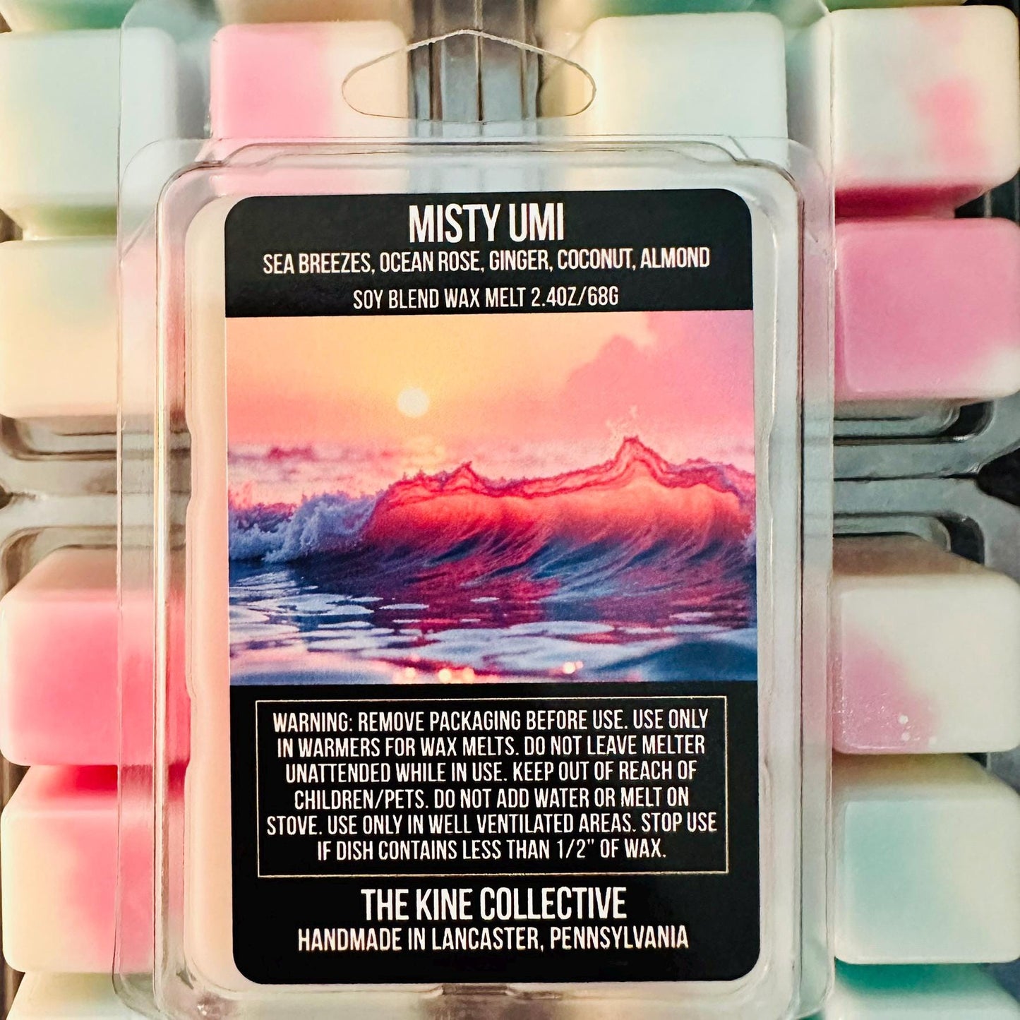 Misty Umi - Sea Breezes, Ocean Rose, Ginger, Coconut, Almond 2.4oz Artisan Soy Wax Melts