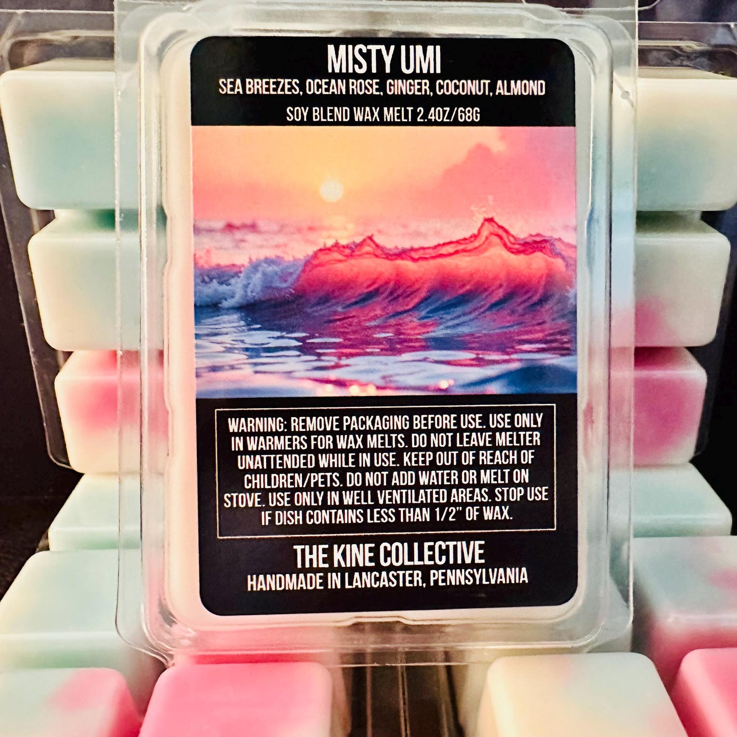 Misty Umi - Sea Breezes, Ocean Rose, Ginger, Coconut, Almond 2.4oz Artisan Soy Wax Melts