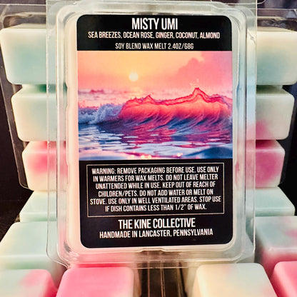 Misty Umi - Sea Breezes, Ocean Rose, Ginger, Coconut, Almond 2.4oz Artisan Soy Wax Melts