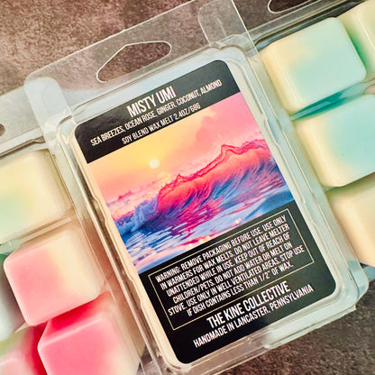Misty Umi - Sea Breezes, Ocean Rose, Ginger, Coconut, Almond 2.4oz Artisan Soy Wax Melts