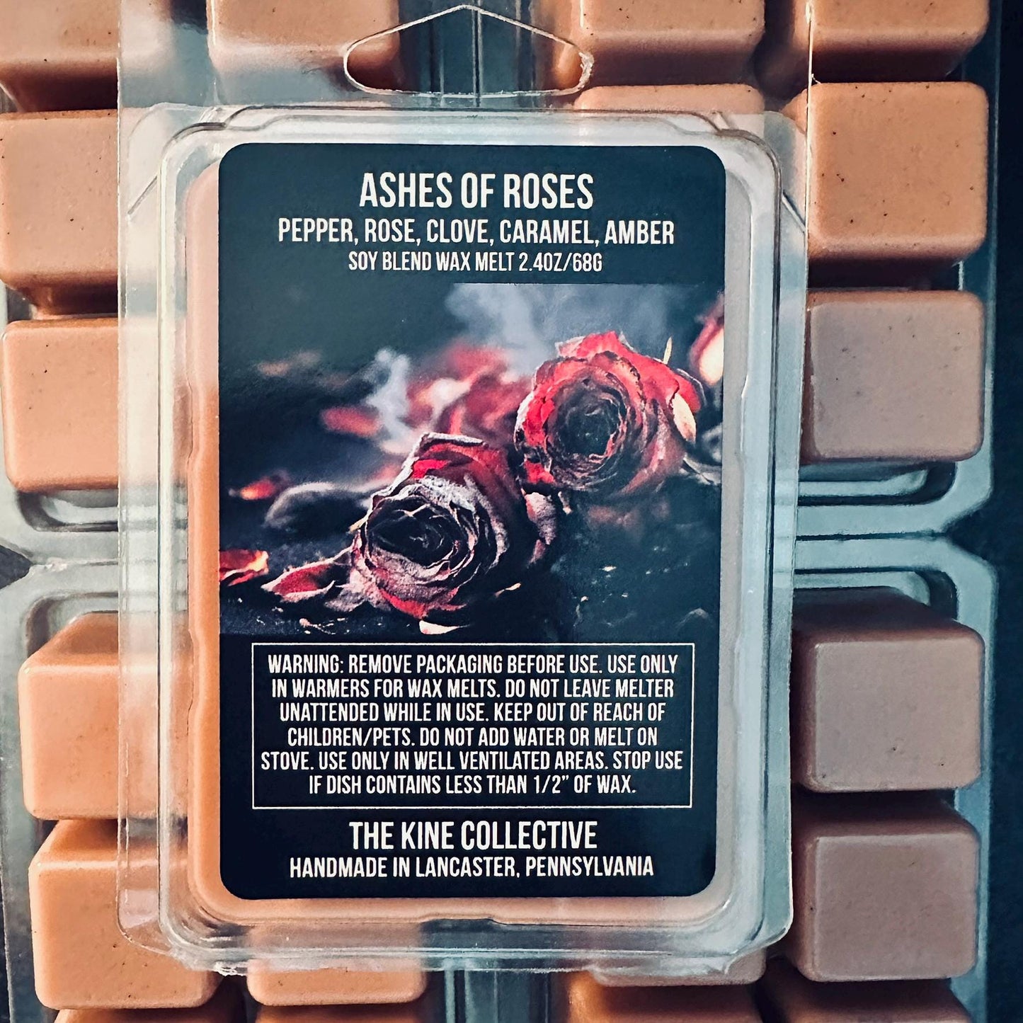 Ashes of Roses - Black Pepper, Rose, Clove, Musk, Caramel 2.4oz Artisan Soy Wax Melts