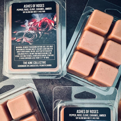 Ashes of Roses - Black Pepper, Rose, Clove, Musk, Caramel 2.4oz Artisan Soy Wax Melts