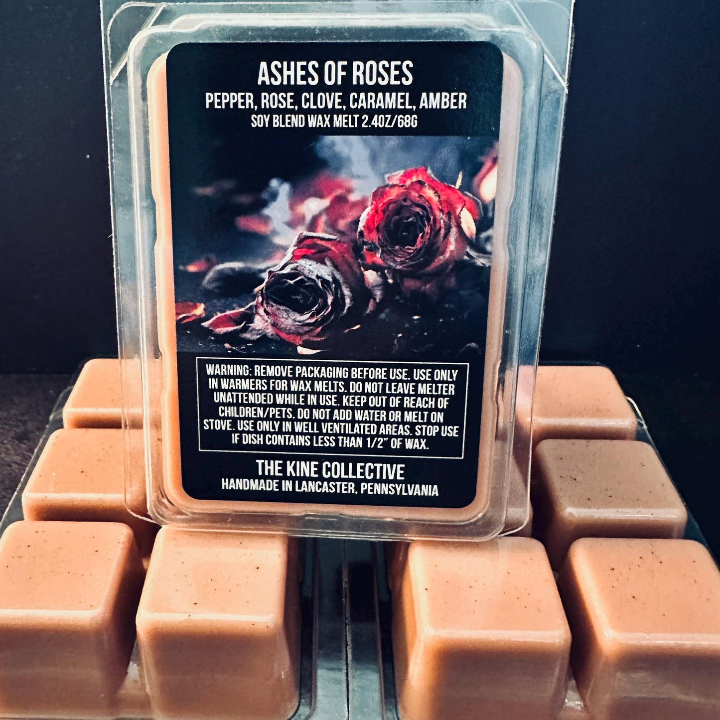 Ashes of Roses - Black Pepper, Rose, Clove, Musk, Caramel 2.4oz Artisan Soy Wax Melts