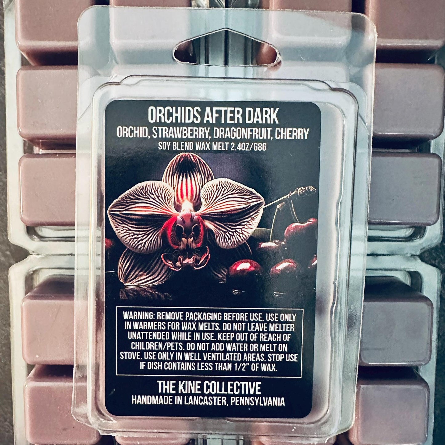 Orchids After Dark - Strawberry, Tiger Orchid, Dragonfruit, Cherry 2.4oz Artisan Soy Wax Melts