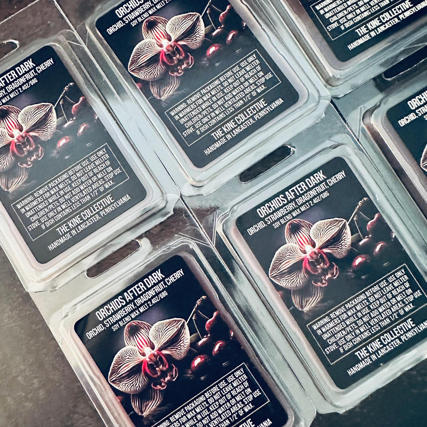 Orchids After Dark - Strawberry, Tiger Orchid, Dragonfruit, Cherry 2.4oz Artisan Soy Wax Melts