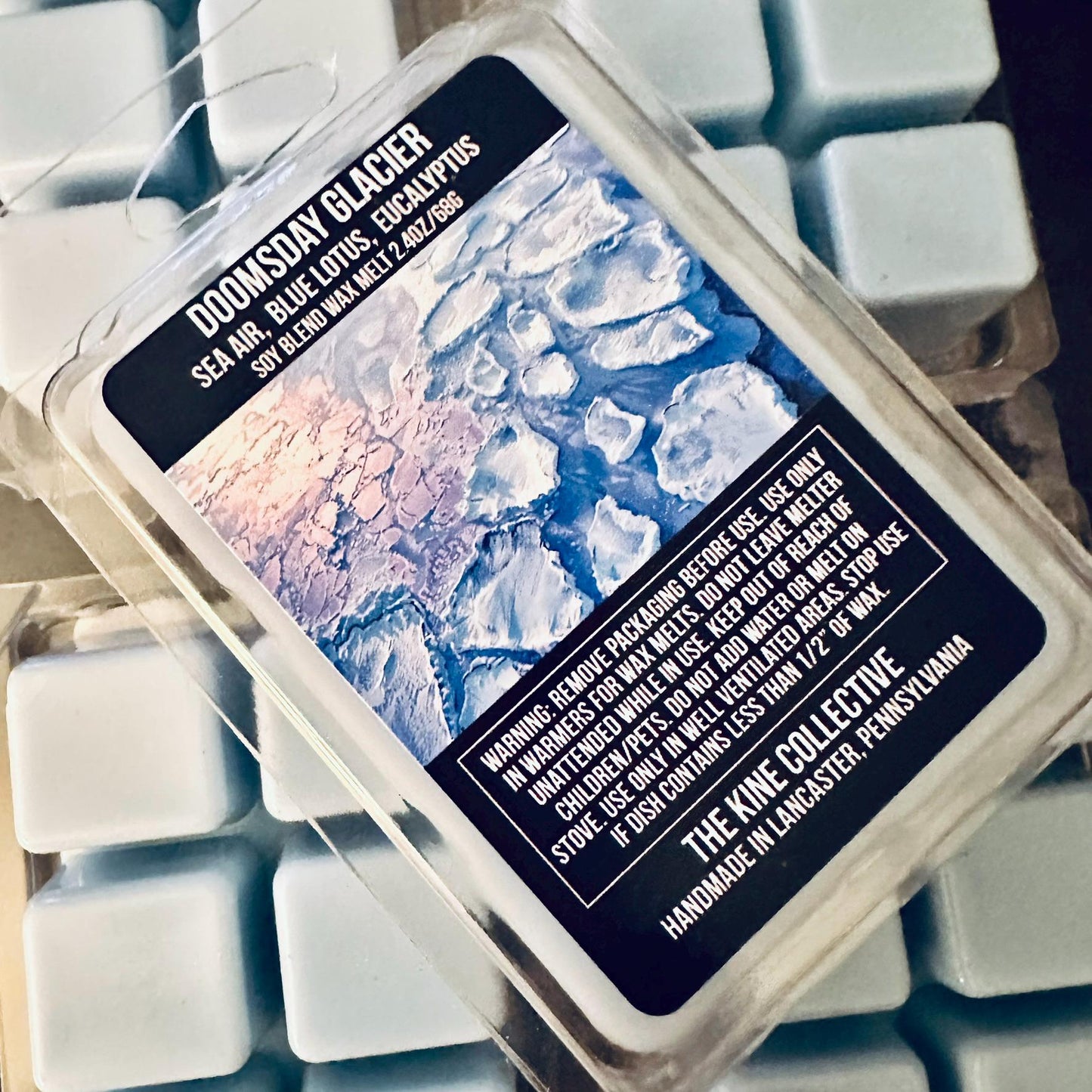Doomsday Glacier - Crystalline Sea Air, Aquatic Blue Lotus, Driftwood 2.4oz Artisan Soy Wax Melts